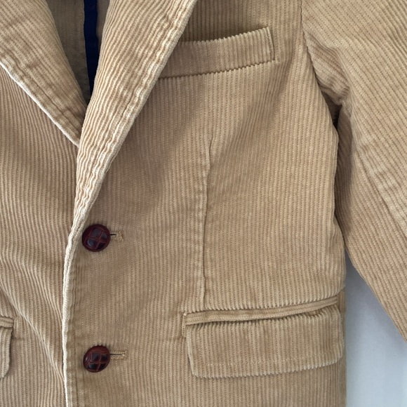 Janie and Jack Tan Corduroy Blazer Brown Faux Leather Elbow Pads. 18-24 Months - Picture 6 of 10